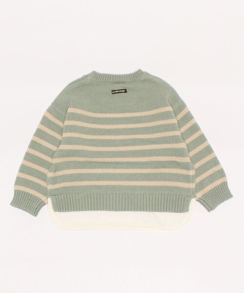petit main（プティマイン）の「ボーダーニット（ニット/セーター・キッズ・グリーン/モカ/アイボリー・S/M/L）」の4枚目の写真