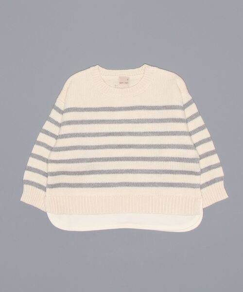 petit main（プティマイン）の「ボーダーニット（ニット/セーター・キッズ・グリーン/モカ/アイボリー・S/M/L）」の9枚目の写真