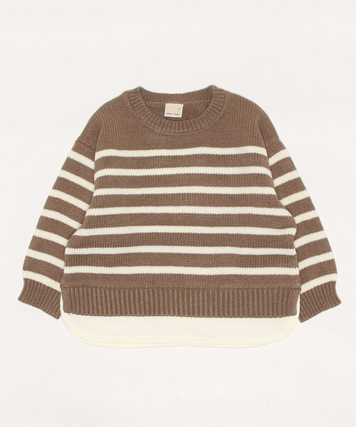 petit main（プティマイン）の「ボーダーニット（ニット/セーター・キッズ・グリーン/モカ/アイボリー・S/M/L）」の10枚目の写真