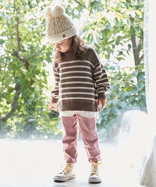 petit main（プティマイン）の「ボーダーニット（ニット/セーター・キッズ・グリーン/モカ/アイボリー・S/M/L）」の6枚目の写真