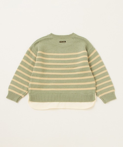 petit main（プティマイン）の「ボーダーニット（ニット/セーター・キッズ・グリーン/モカ/アイボリー・S/M/L）」の12枚目の写真