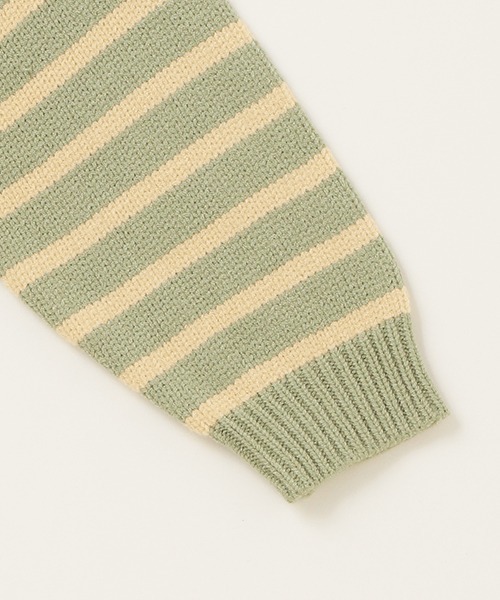 petit main（プティマイン）の「ボーダーニット（ニット/セーター・キッズ・グリーン/モカ/アイボリー・S/M/L）」の14枚目の写真