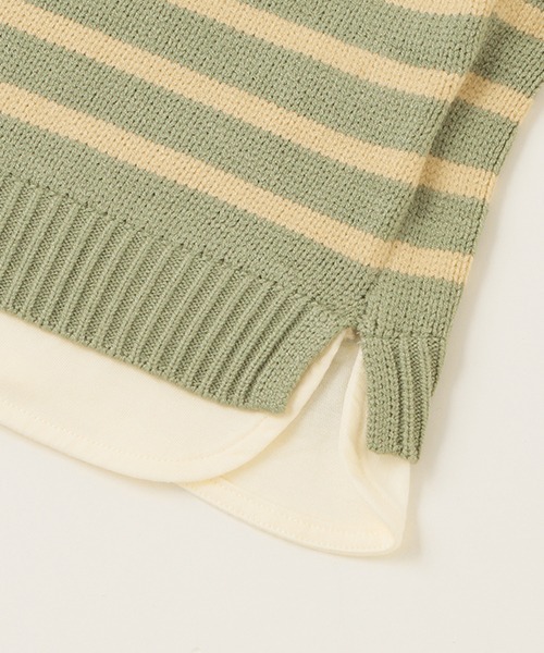 petit main（プティマイン）の「ボーダーニット（ニット/セーター・キッズ・グリーン/モカ/アイボリー・S/M/L）」の15枚目の写真
