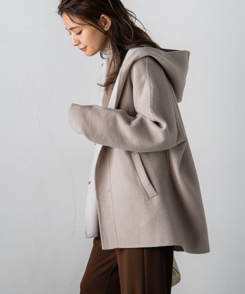 メイソングレイ 【新品・タグ付き】ダブルフェイス　ミドル丈　フーディ　コート MAYSON GREY（メイソングレイ）の「ダブルフェイスフーディ