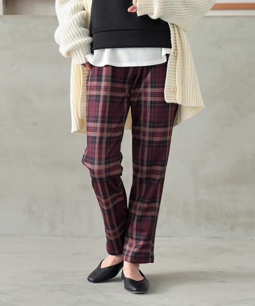 osharewalker（オシャレウォーカー）の「『裏ベロアチェック柄レギパン』（その他パンツ・レディース・グリーン/レッド/グレイッシュブルー/ボルドー・1/2）」の22枚目の写真