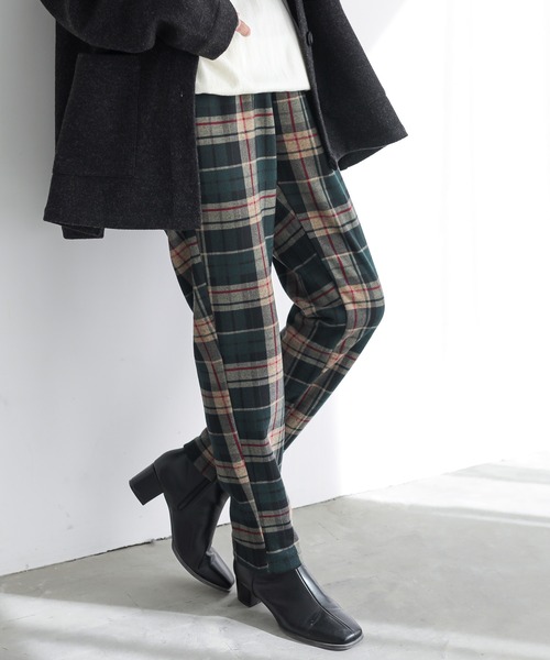 osharewalker（オシャレウォーカー）の「『裏ベロアチェック柄レギパン』（その他パンツ・レディース・グリーン/レッド/グレイッシュブルー/ボルドー・1/2）」の11枚目の写真