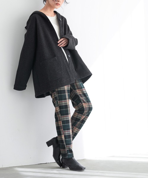 osharewalker（オシャレウォーカー）の「『裏ベロアチェック柄レギパン』（その他パンツ・レディース・グリーン/レッド/グレイッシュブルー/ボルドー・1/2）」の15枚目の写真