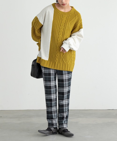 osharewalker（オシャレウォーカー）の「『裏ベロアチェック柄レギパン』（その他パンツ・レディース・グリーン/レッド/グレイッシュブルー/ボルドー・1/2）」の8枚目の写真