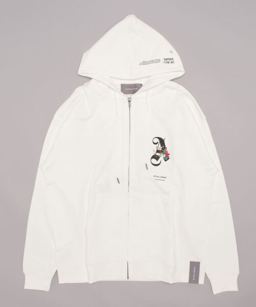 A4A(エーフォーエー)の「A4A/エーフォーエー/A.FLOWER ジップフーディー(パーカー・メンズ・ブラック/ホワイト・F)」の2枚目の写真