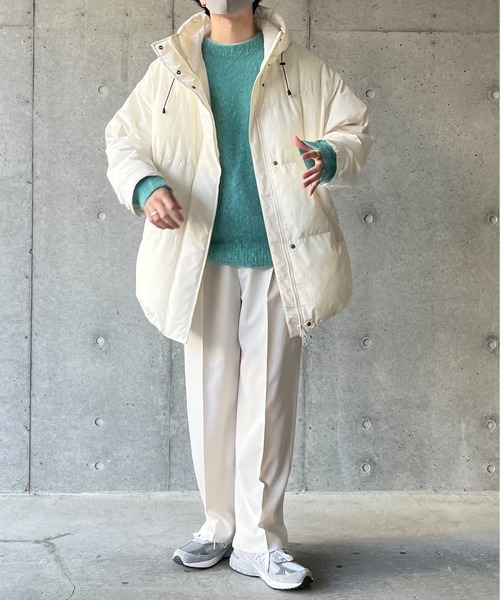 y/m by れぽすけ（イムバイレポスケ）の「ファイバーダウンフードコート（ダウンジャケット/コート・メンズ・ブラック/オフホワイト・FREE）」の11枚目の写真