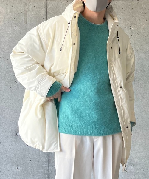 y/m by れぽすけ（イムバイレポスケ）の「ファイバーダウンフードコート（ダウンジャケット/コート・メンズ・ブラック/オフホワイト・FREE）」の6枚目の写真