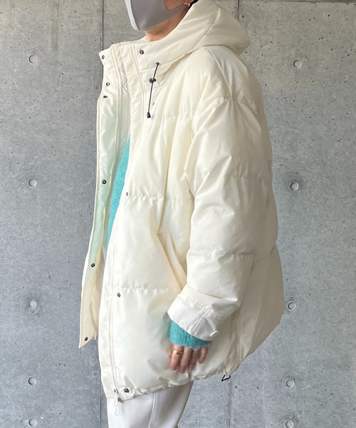 y/m by れぽすけ（イムバイレポスケ）の「ファイバーダウンフードコート（ダウンジャケット/コート・メンズ・ブラック/オフホワイト・FREE）」の7枚目の写真