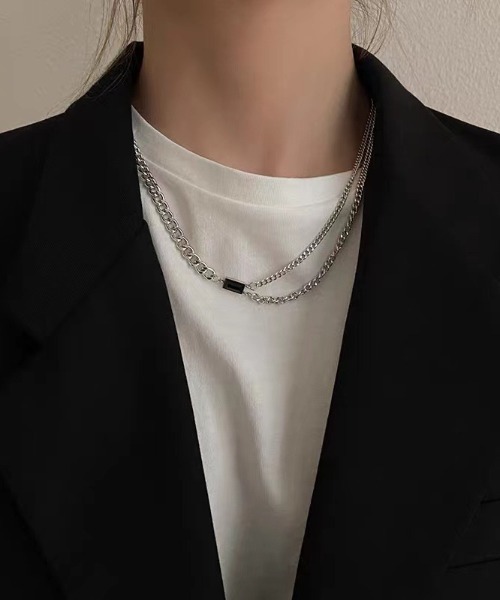 セール】【累計販売数1万本突破】シルバー2連チェーンネックレス