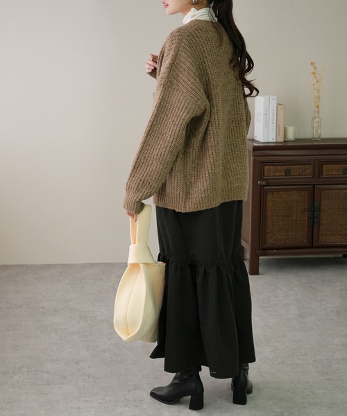 IAMUSE(アイアミューズ)の「ニットミニトートバッグ R0365【IAMUSE】(ハンドバッグ・レディース・ブルー系/オレンジ系/レオパード/ブルーグリーン/ブラック/パープル系/オフホワイト・FREE)」の12枚目の写真