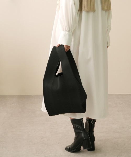 IAMUSE(アイアミューズ)の「ニットミニトートバッグ R0365【IAMUSE】(ハンドバッグ・レディース・ブルー系/オレンジ系/レオパード/ブルーグリーン/ブラック/パープル系/オフホワイト・FREE)」の15枚目の写真