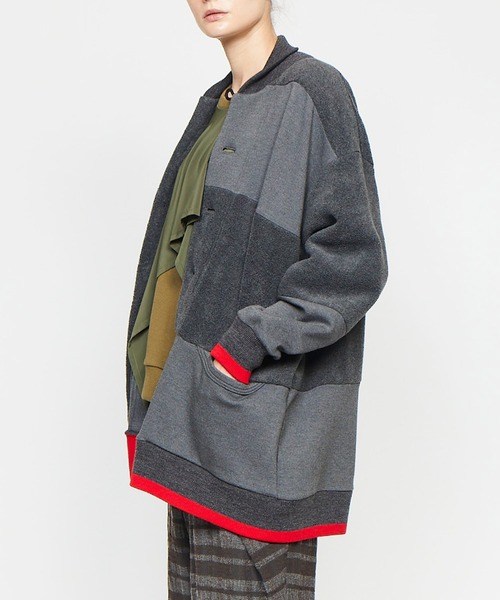 gomme（ゴム）の「フリース　ビッグジャケット（ブルゾン・レディース・チャコールグレー/ブラック・MEDIUM）」の5枚目の写真