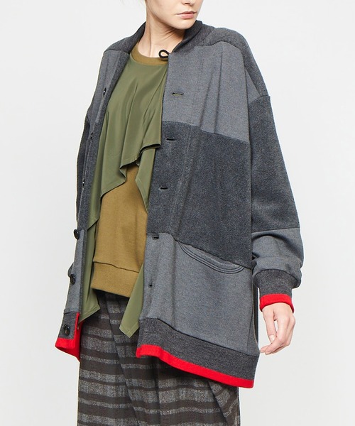 gomme（ゴム）の「フリース　ビッグジャケット（ブルゾン・レディース・チャコールグレー/ブラック・MEDIUM）」の15枚目の写真