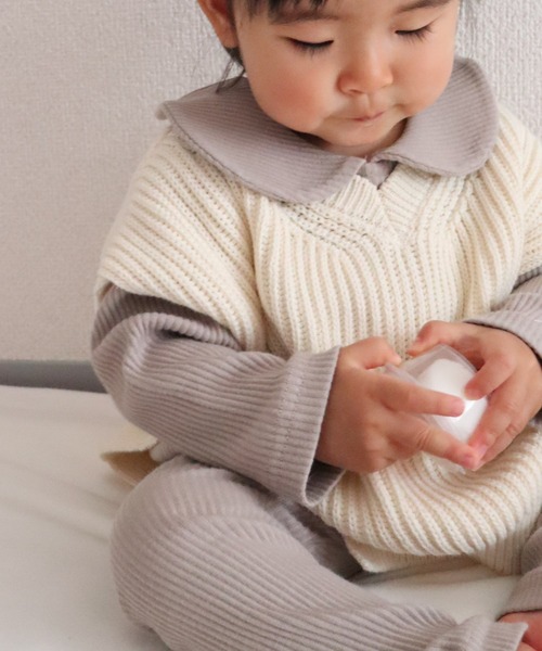 MAKE YOUR DAY（メイクユアデイ）の「ベビーコットンニットベスト（その他ベビーウェア・キッズ・ブルー/モカ/アイボリー・90/80）」の4枚目の写真