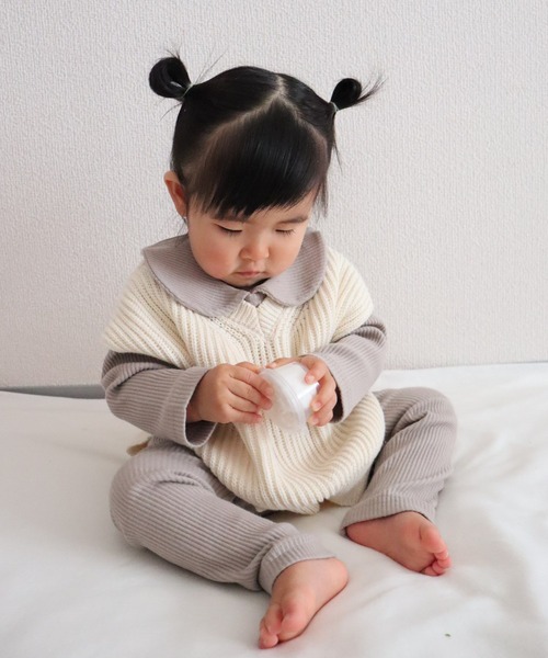 MAKE YOUR DAY（メイクユアデイ）の「ベビーコットンニットベスト（その他ベビーウェア・キッズ・ブルー/モカ/アイボリー・90/80）」の5枚目の写真