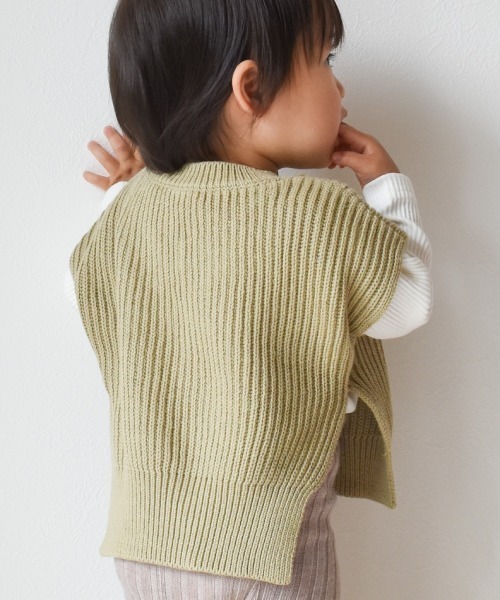 MAKE YOUR DAY（メイクユアデイ）の「ベビーコットンニットベスト（その他ベビーウェア・キッズ・ブルー/モカ/アイボリー・90/80）」の7枚目の写真