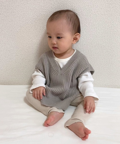 MAKE YOUR DAY（メイクユアデイ）の「ベビーコットンニットベスト（その他ベビーウェア・キッズ・ブルー/モカ/アイボリー・90/80）」の10枚目の写真