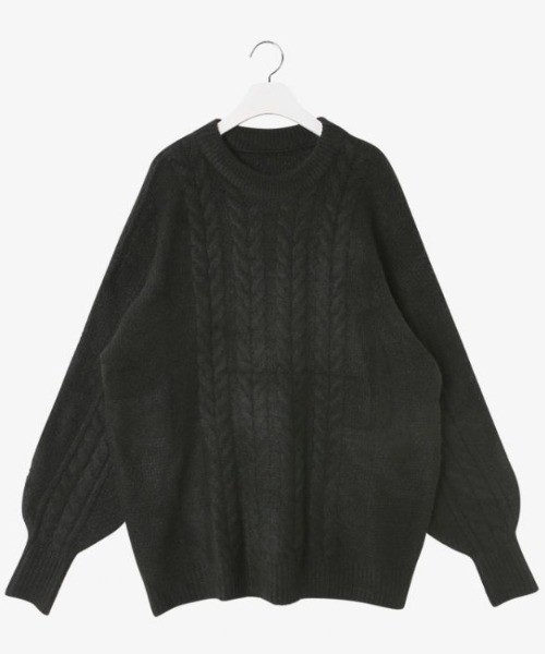 SONA（ソナ）の「SONA バルーンケーブルニットミニワンピース（ワンピース・レディース・アイボリー/ブラック・FREE）」の2枚目の写真