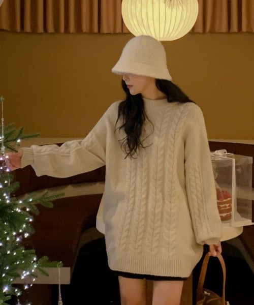 SONA（ソナ）の「SONA バルーンケーブルニットミニワンピース（ワンピース・レディース・アイボリー/ブラック・FREE）」の19枚目の写真