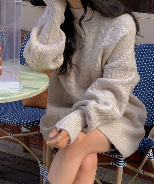 SONA（ソナ）の「SONA バルーンケーブルニットミニワンピース（ワンピース・レディース・アイボリー/ブラック・FREE）」の20枚目の写真