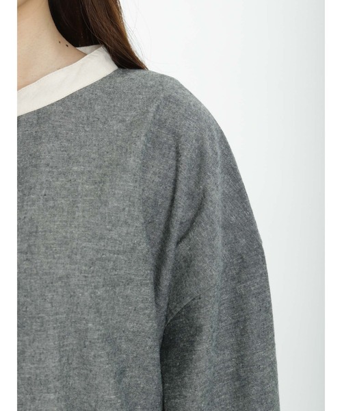 Samansa Mos2(サマンサ モスモス)の「襟配色スタンドカラーワンピース(ワンピース・レディース・ベージュ/ピンク/ブルー/グリーン/チャコール・フリ-)」の16枚目の写真