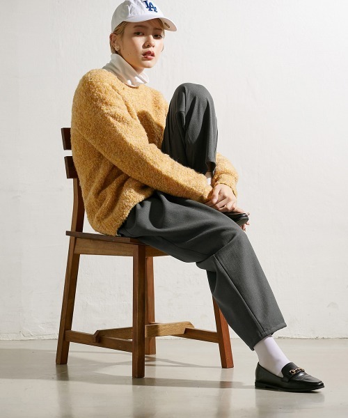 Le temps riche（ルタンリッシュ）の「ヘリンボーン柄ラップ風タックパンツ＜Le temps riche＞（スラックス・レディース・グリーン/チャコールグレー・LL/M/L）」の8枚目の写真