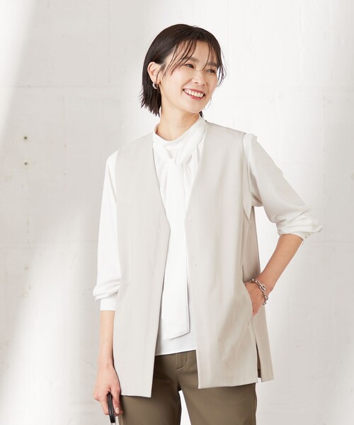 J.PRESS(ジェイプレス)の「【洗える】Hari-Puru jersey ジレ(ベスト・レディース・ネイビー系/ブラウン系/ライトグレー系・T13)」の2枚目の写真