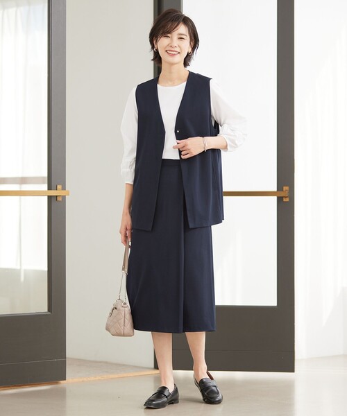 J.PRESS(ジェイプレス)の「【洗える】Hari-Puru jersey ジレ(ベスト・レディース・ネイビー系/ブラウン系/ライトグレー系・T13)」の4枚目の写真