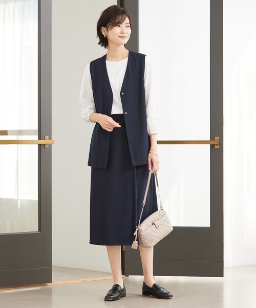 J.PRESS(ジェイプレス)の「【洗える】Hari-Puru jersey ジレ(ベスト・レディース・ネイビー系/ブラウン系/ライトグレー系・T13)」の5枚目の写真