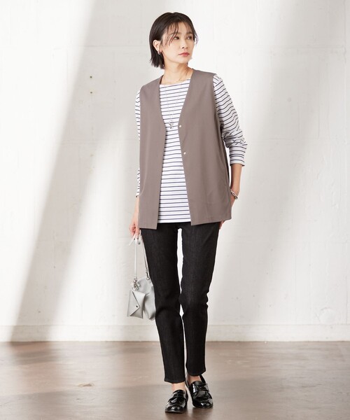 J.PRESS(ジェイプレス)の「【洗える】Hari-Puru jersey ジレ(ベスト・レディース・ネイビー系/ブラウン系/ライトグレー系・T13)」の7枚目の写真