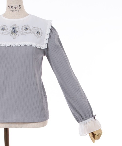 axes femme(アクシーズファム)の「薔薇刺繍入襟セットトップス(その他トップス・レディース・ホワイト/ブラック/サックスブルー系・FREE)」の19枚目の写真