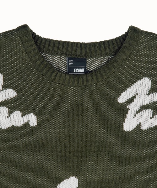 FCMM(エフシーエムエム)の「【日本限定アイテム】LOGO ALL OVER KNIT CREWNECK/ロゴオールオーバーニットクルーネック(ニット/セーター・メンズ・ネイビー/ブラック/グリーン・MEDIUM/LARGE)」の8枚目の写真