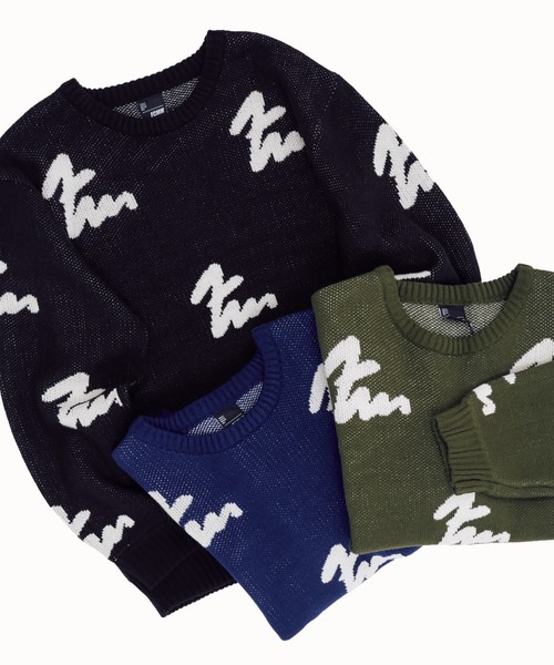 FCMM(エフシーエムエム)の「【日本限定アイテム】LOGO ALL OVER KNIT CREWNECK/ロゴオールオーバーニットクルーネック(ニット/セーター・メンズ・ネイビー/ブラック/グリーン・MEDIUM/LARGE)」の7枚目の写真