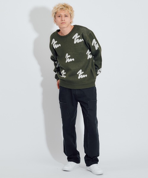 FCMM(エフシーエムエム)の「【日本限定アイテム】LOGO ALL OVER KNIT CREWNECK/ロゴオールオーバーニットクルーネック(ニット/セーター・メンズ・ネイビー/ブラック/グリーン・MEDIUM/LARGE)」の6枚目の写真