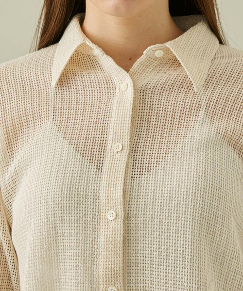 STUDIOUS(ステュディオス)の「【STUDIOUS/ステュディオス】メッシュレースクロップドシャツ(シャツ/ブラウス・レディース・ブラック/アイボリー・FREE)」の12枚目の写真