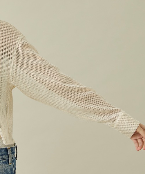 STUDIOUS(ステュディオス)の「【STUDIOUS/ステュディオス】メッシュレースクロップドシャツ(シャツ/ブラウス・レディース・ブラック/アイボリー・FREE)」の14枚目の写真