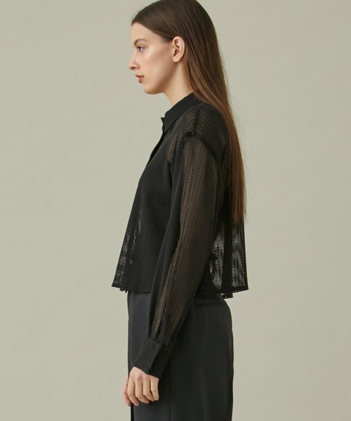 STUDIOUS(ステュディオス)の「【STUDIOUS/ステュディオス】メッシュレースクロップドシャツ(シャツ/ブラウス・レディース・ブラック/アイボリー・FREE)」の11枚目の写真