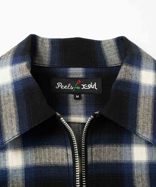 X-girl(エックスガール)の「X-girl × Peels PLAID ZIP UP CROPPED SHIRT(シャツ/ブラウス・レディース・ブルー・S/M)」の3枚目の写真