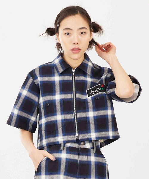 Xgirl（エックスガール）の「Xgirl × Peels PLAID ZIP UP CROPPED SHIRT（シャツ/ブラウス