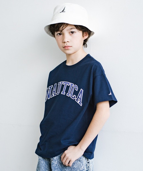 NAUTICA（ノーティカ）の「【NAUTICA/ノーティカ】サテンアップリケロゴ半袖Tシャツ（Tシャツ/カットソー・キッズ・グリーン/杢グレー/オフホワイト/オレンジ/ネイビー・M/L/XL/XS/S）」の4枚目の写真
