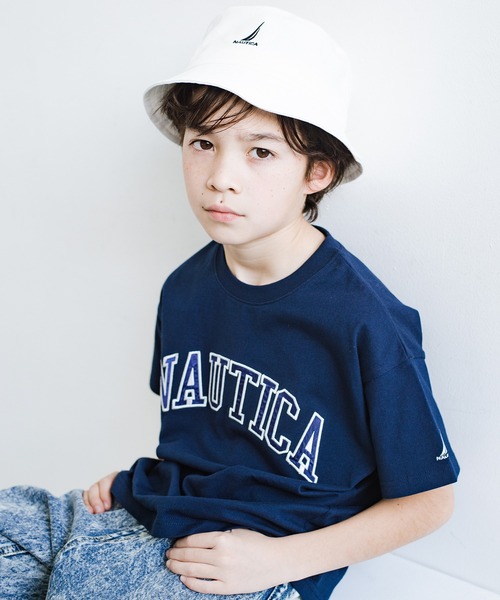 NAUTICA（ノーティカ）の「【NAUTICA/ノーティカ】サテンアップリケロゴ半袖Tシャツ（Tシャツ/カットソー・キッズ・グリーン/杢グレー/オフホワイト/オレンジ/ネイビー・M/L/XL/XS/S）」の10枚目の写真