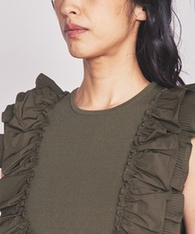 一回着用●sov. ソブ●ボリュームフリル ノースリーブ ニット●黒 ブラック Sov.（ソブ）の「フリルノースリーブニット（タンクトップ