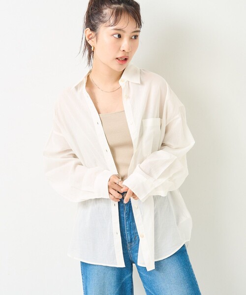 FREAK'S STORE（フリークスストア）の「インドボイルベーシックロングスリーブシャツ（シャツ/ブラウス・レディース・ブルー/オフホワイト/ブラック/グリーン/ピンク系その他・ﾌﾘ-）」の9枚目の写真