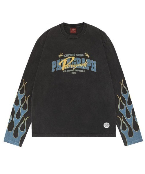 Paragraph(パラグラフ)の「A'GEM/9 × .kom『paragraph/パラグラフ』ファイアーダブルロゴ長袖Tシャツ(Tシャツ/カットソー・メンズ・ブラック/グレー・FREE)」の2枚目の写真