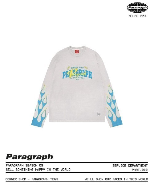 Paragraph(パラグラフ)の「A'GEM/9 × .kom『paragraph/パラグラフ』ファイアーダブルロゴ長袖Tシャツ(Tシャツ/カットソー・メンズ・ブラック/グレー・FREE)」の4枚目の写真