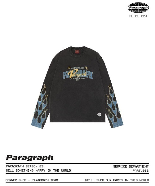 Paragraph(パラグラフ)の「A'GEM/9 × .kom『paragraph/パラグラフ』ファイアーダブルロゴ長袖Tシャツ(Tシャツ/カットソー・メンズ・ブラック/グレー・FREE)」の3枚目の写真
